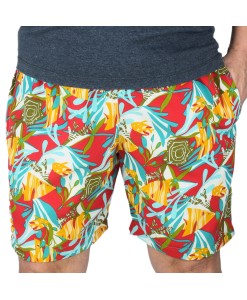 Short Estampado Tactel Elastano Extra Grande Bermuda Vermelho