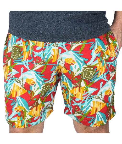 Short Estampado Tactel Elastano Extra Grande Bermuda Vermelho